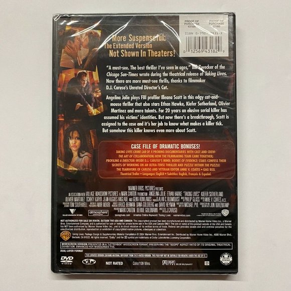 Taking Lives (DVD, 2004) Widescreen Edition - Sealed - Picture 2 of 2